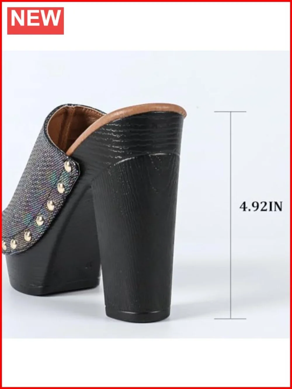Faux Leather Platform Block Heel Open Toe Slide Sandals Slip On Casual Work